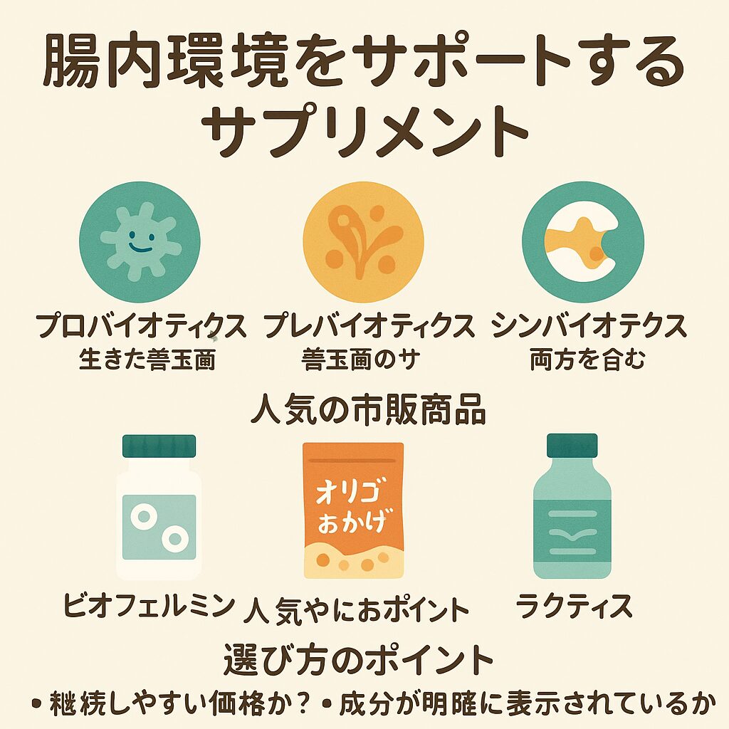 腸内環境をサポートするサプリメント