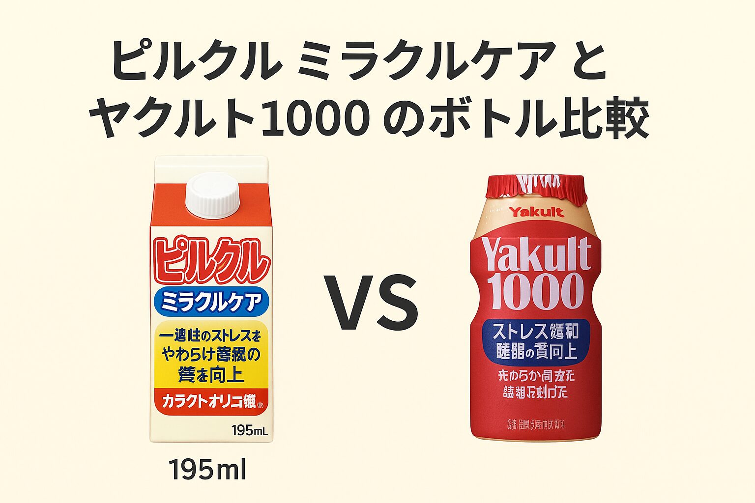 ピルクルミラクルケア と ヤクルト1000 のボトル比較