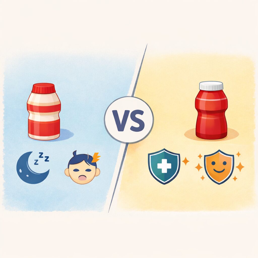 睡眠・ストレス重視と免疫力重視という2つの健康目的を対比して示したイメージ