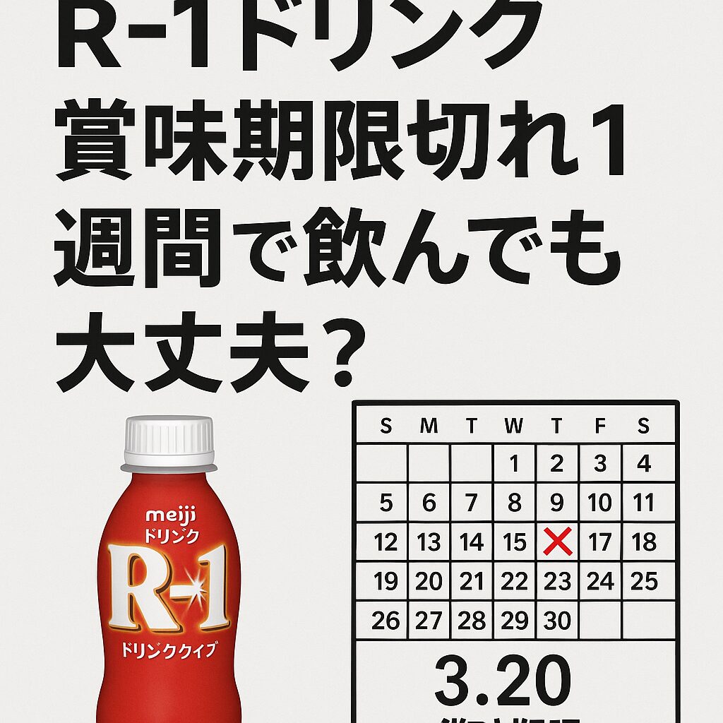 R-1ドリンクの賞味期限と消費期限の違いをわかりやすく説明したイラスト  