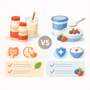 便秘対策としてヤクルトとヨーグルトを比較し、相性や続けやすさで選ぶ重要性をやさしく伝えるアイキャッチ画像