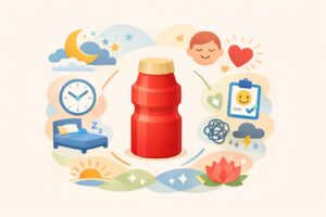 ヤクルト1000が睡眠やストレス対策として注目され、多くの人に選ばれている背景を象徴的に表したイメージ
